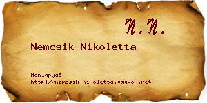 Nemcsik Nikoletta névjegykártya